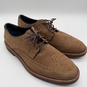 Cole Haan Wingtip Oxford Men Size 10 M Tan Suede C25052 Brogue Dress Shoes